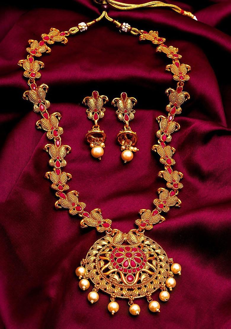 Women Gold Plated Pearls And Kundan Beaded Handcrafted Jewellery Set