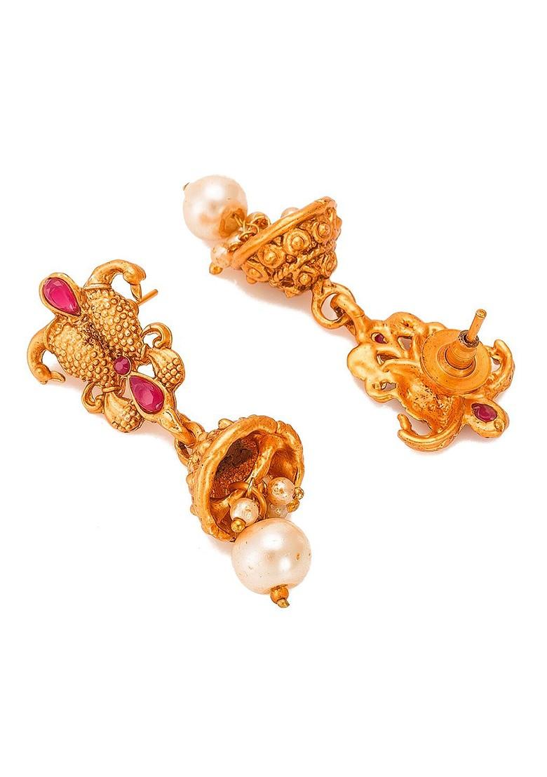 Women Gold Plated Pearls And Kundan Beaded Handcrafted Jewellery Set