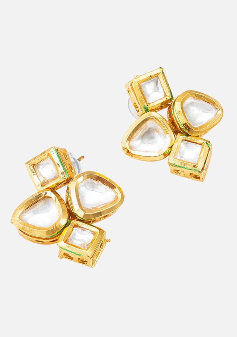 Gold Plated Stone Studded And Beaded Jewellery Set