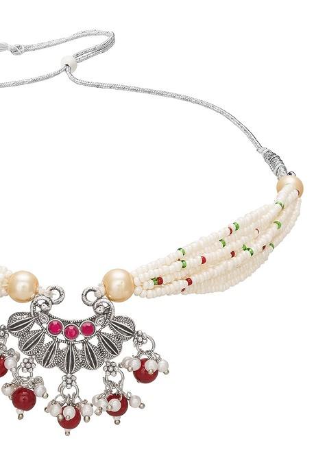 Gold Plated Artificial Stones And Beads Jewellery Set