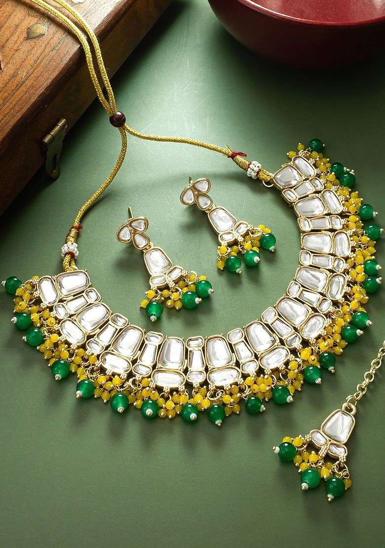 Gold Plated Kundan Studded Jewellery Set - Indya