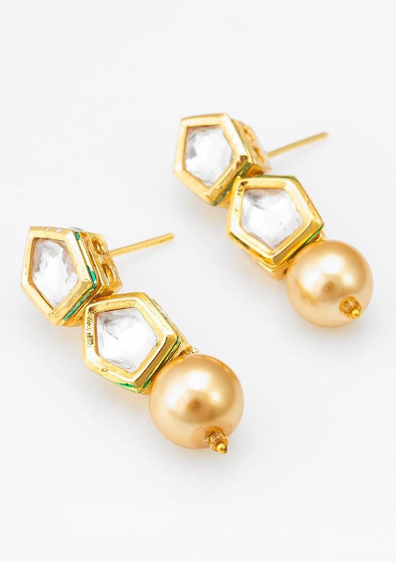 Gold Plated Stone Studded And Beaded Jewellery Set