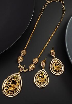 Kundan Studded Temple Jewellery Set