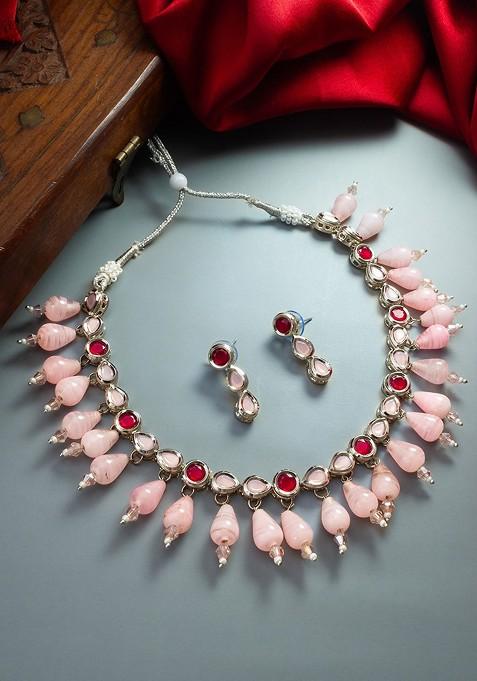 Kundan Studded And Beaded Jewellery Set