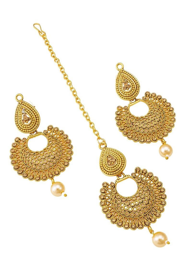 Gold Plated Kundan Studded Jewellery Set