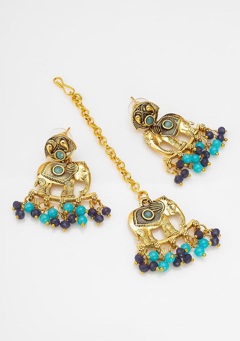 Gold Plated Kundan Studded And Beaded Jewellery Set