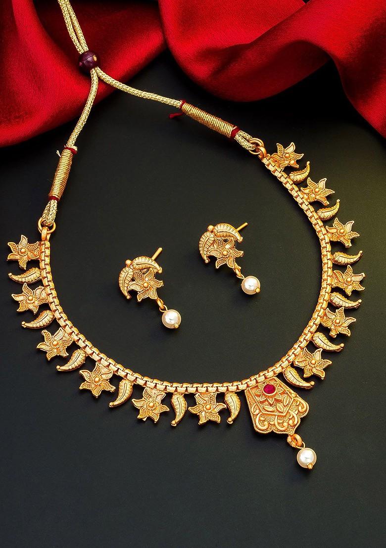 Gold Toned Pink And White Stone Studded And Beaded Meenakari Jewellery Set