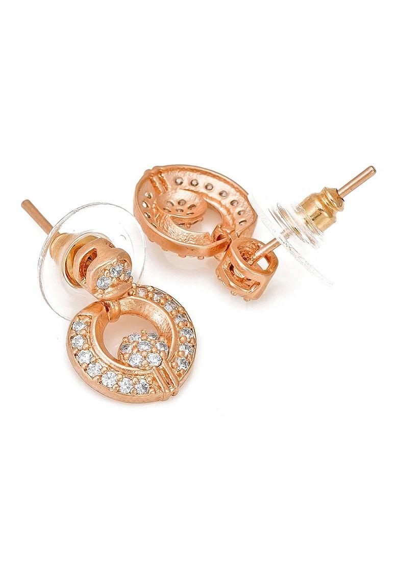 Rose Gold Plated Stone Studded Jewellery Set