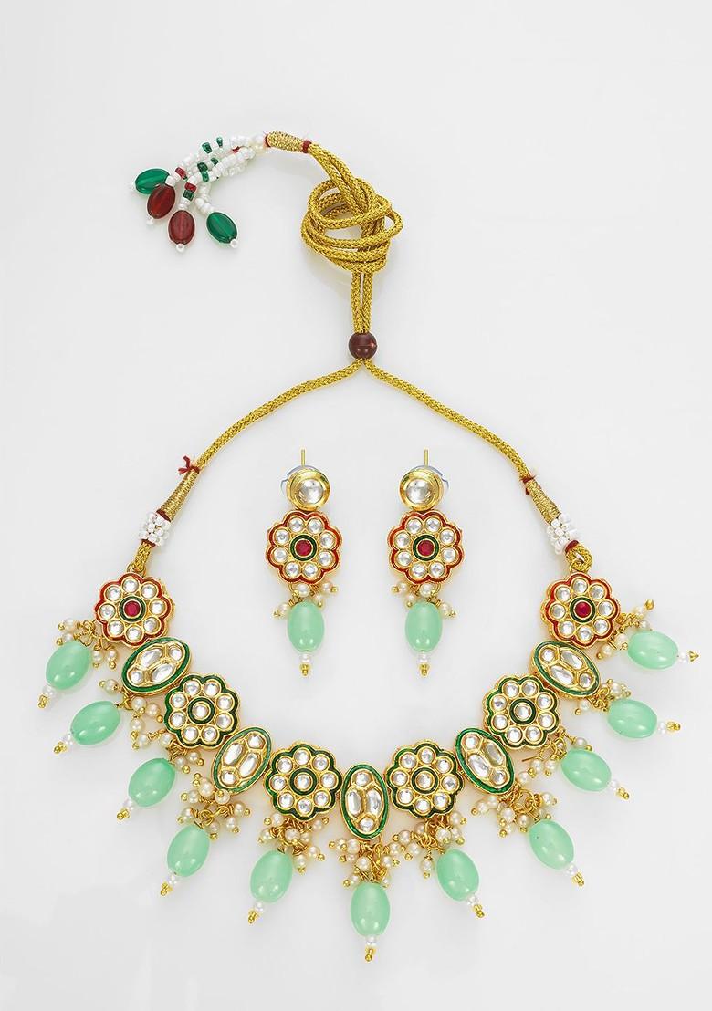 Kundan Studded And Beaded Choker Jewellery Set