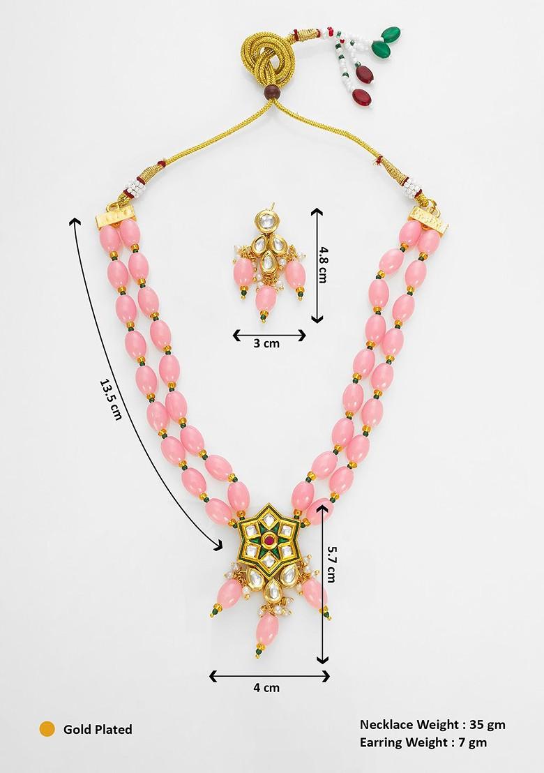 Kundan Studded And Beaded Necklace And Earrings