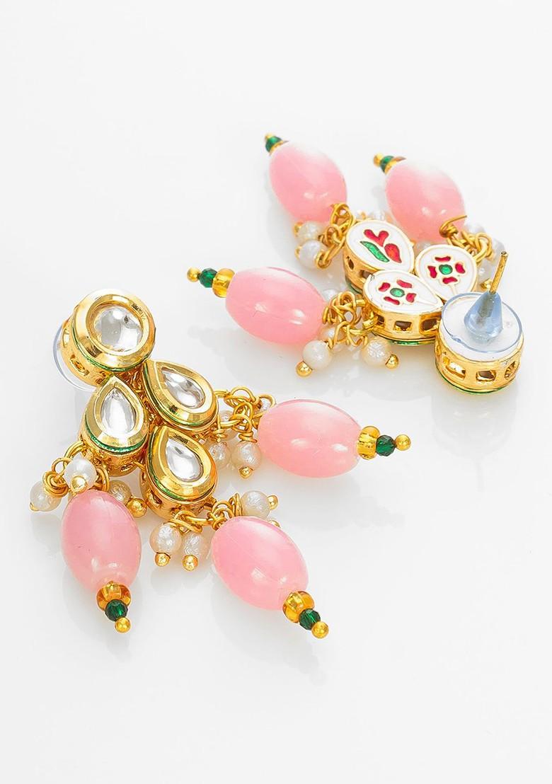 Kundan Studded And Beaded Necklace And Earrings