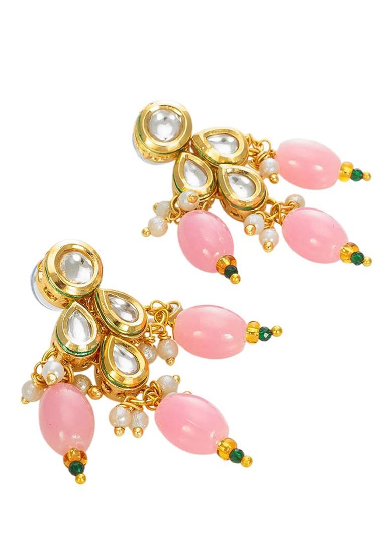 Kundan Studded And Beaded Necklace And Earrings
