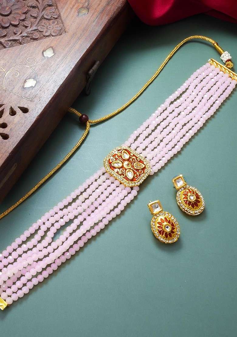 Stone Studded And Beaded Jewellery Set - Indya
