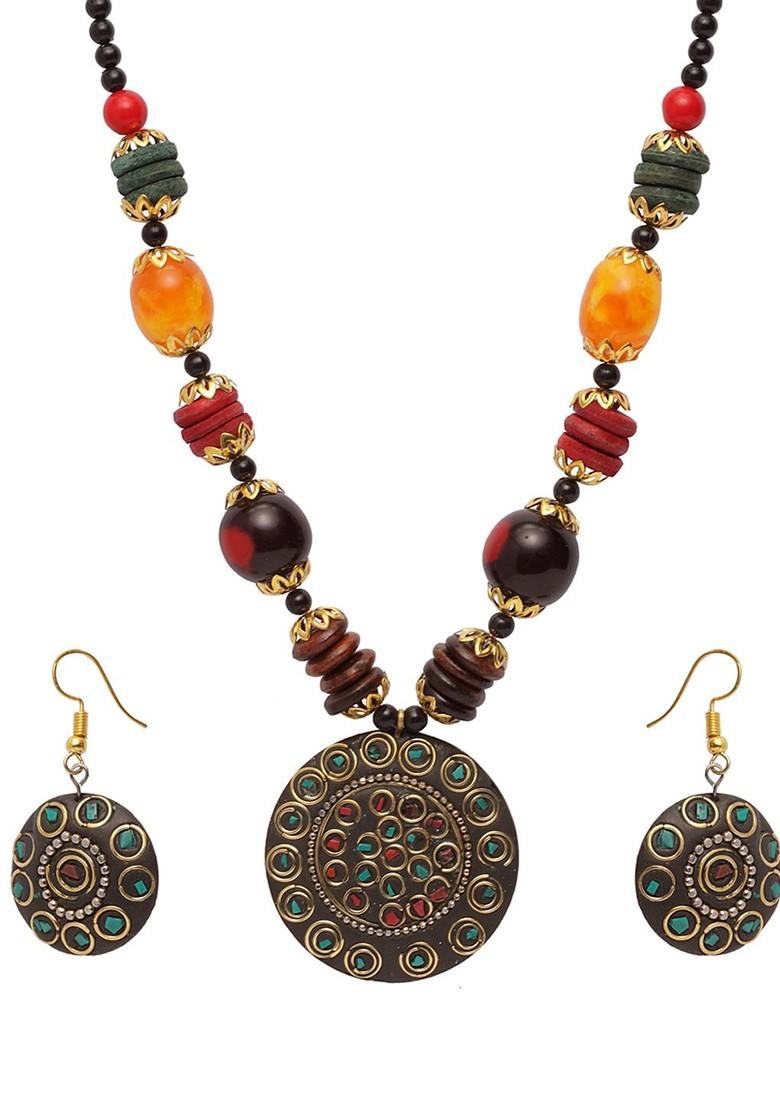 Black Copper Plated Beaded Jewellery Set