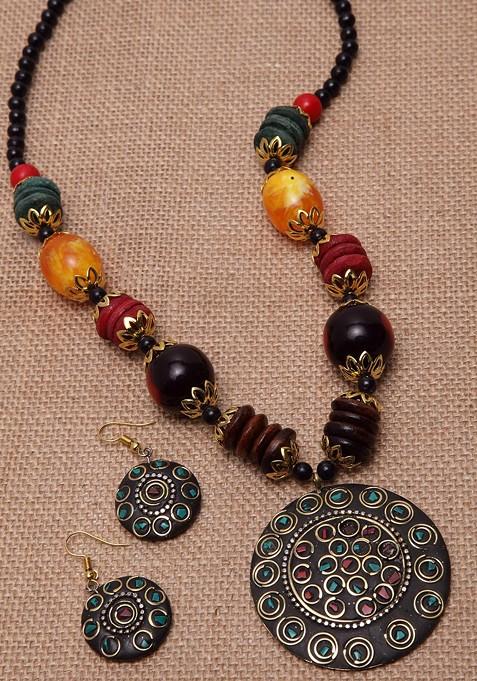 Black Copper Plated Beaded Jewellery Set