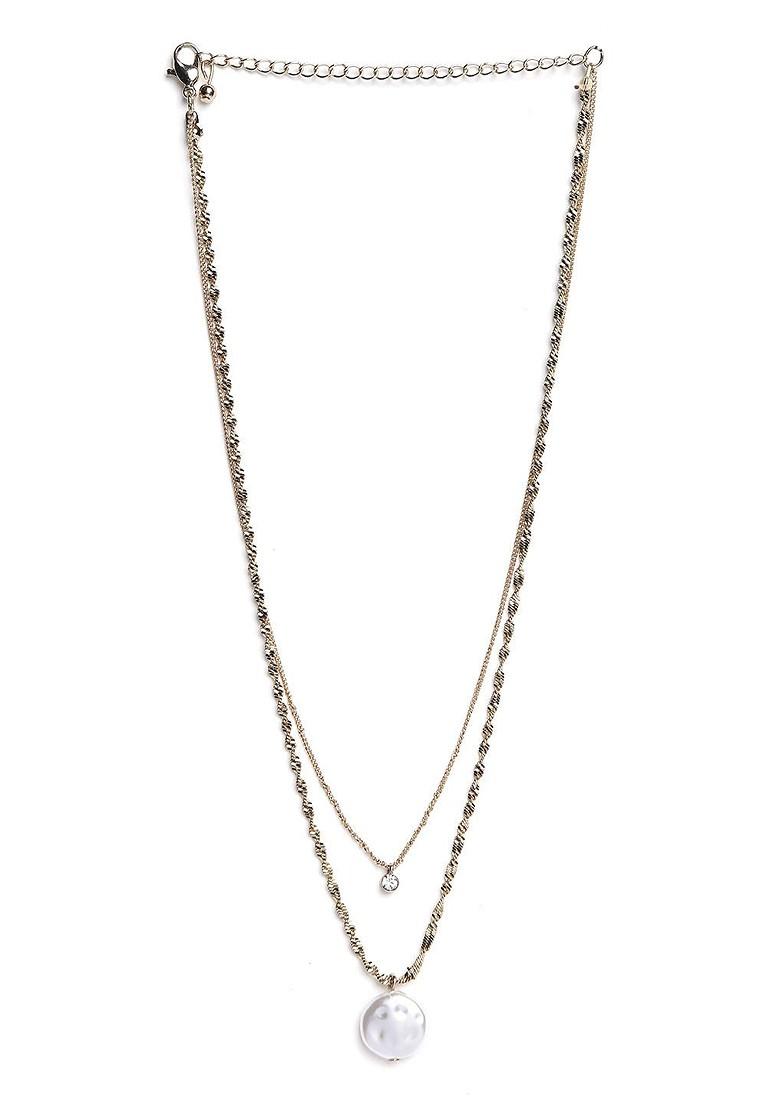 Gold Plated White Stone Studded And Pearl Beaded Handcrafted Jewellery Set