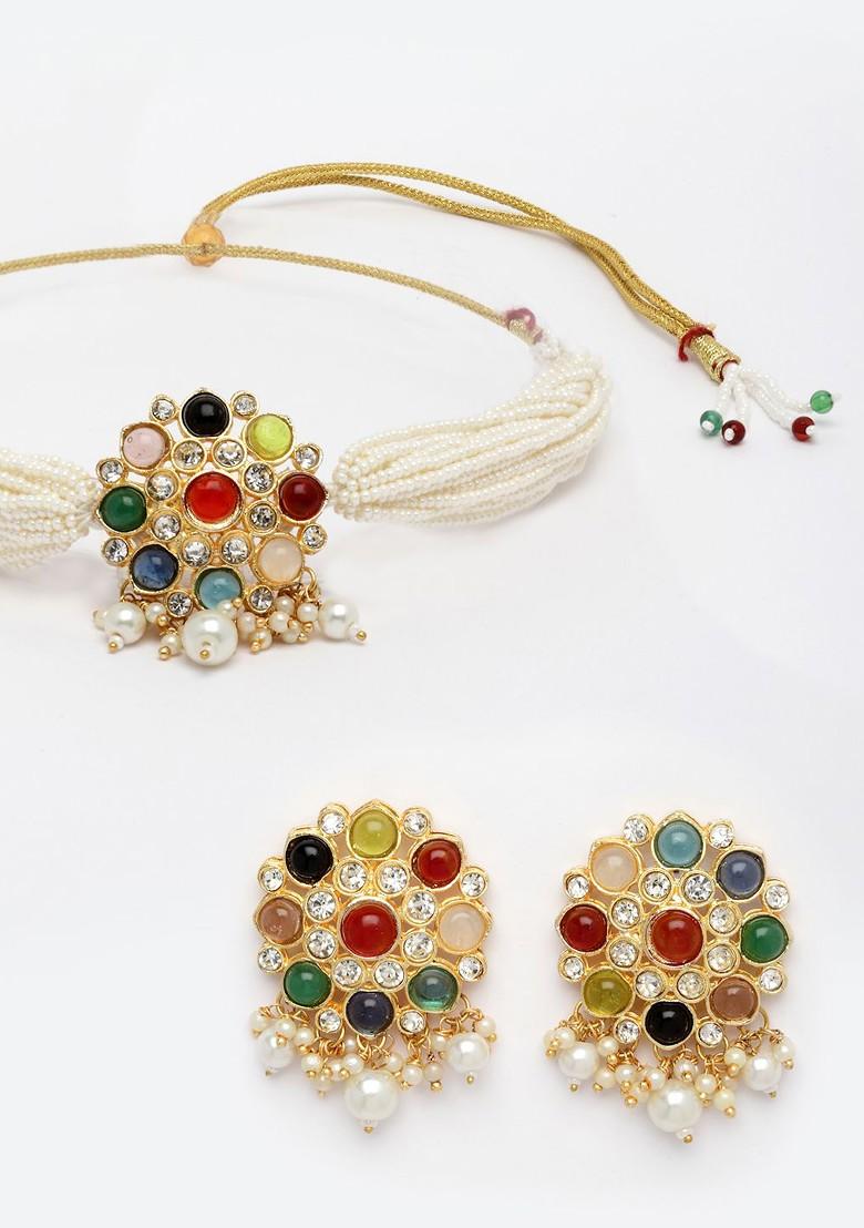 Gold Plated Stone Studded Choker Jewellery Set