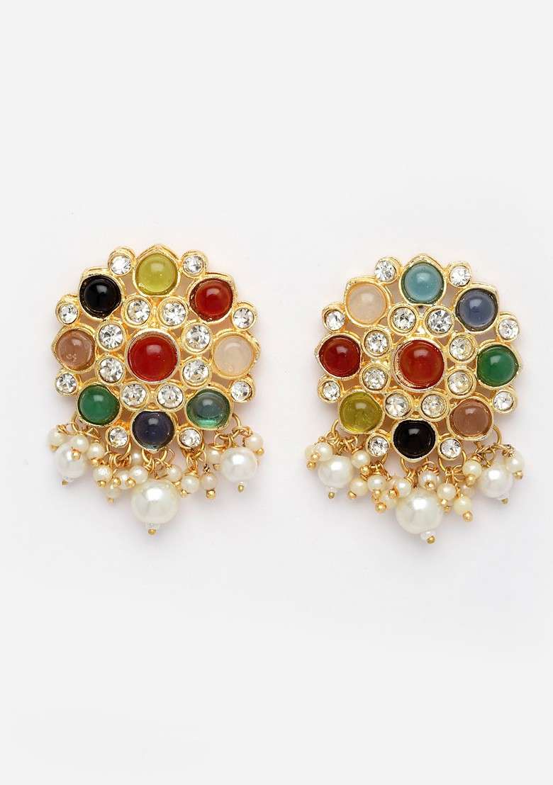 Gold Plated Stone Studded Choker Jewellery Set - Indya