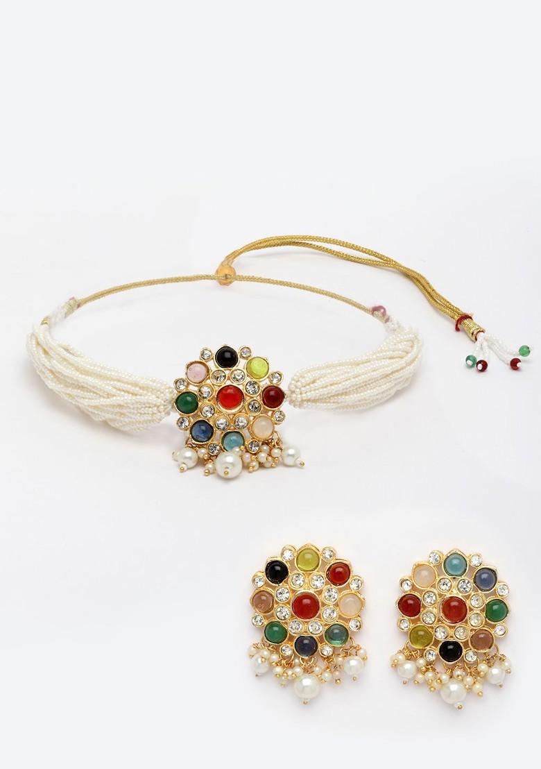 Gold Plated Stone Studded Choker Jewellery Set