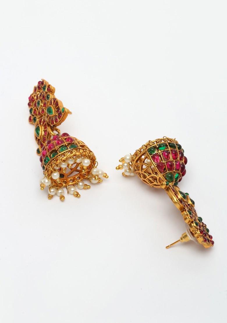 Gold Plated Stone Studded Temple Jewellery Set