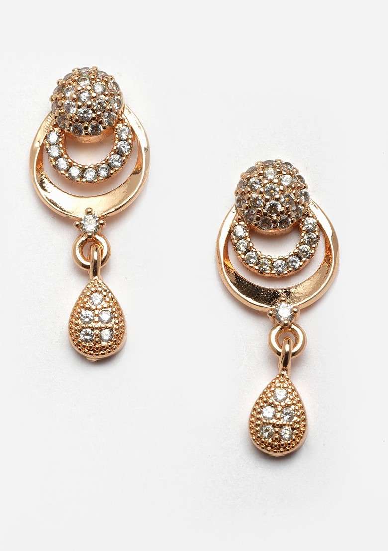 Gold Plated Cz Studded Jewellery Set - Indya