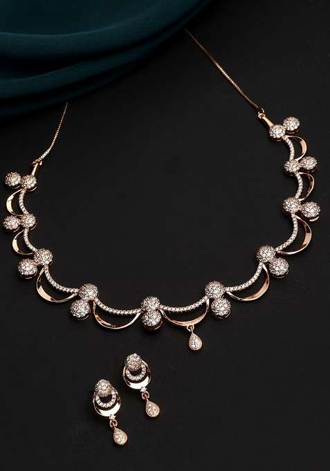 Gold Plated Cz Studded Jewellery Set