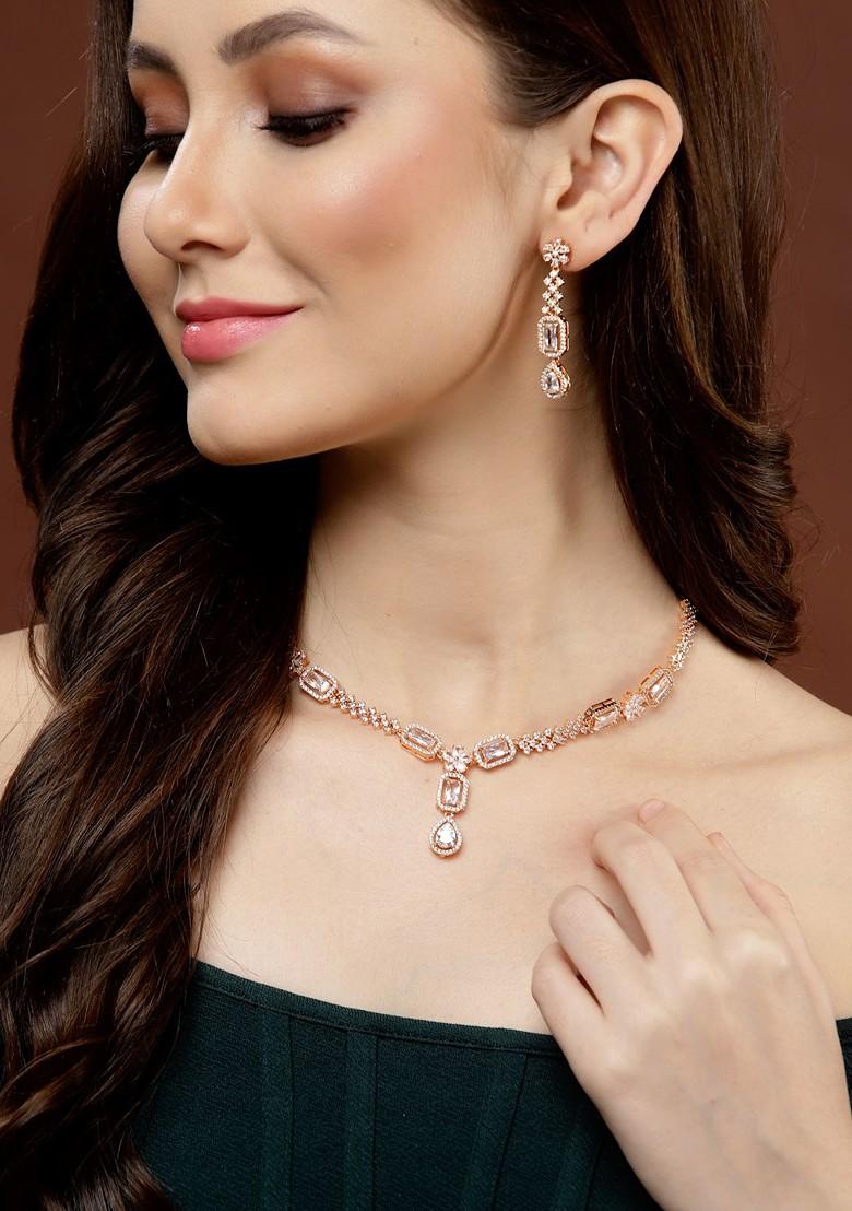 Gold Plated Ad Stone Studded Jewellery Set