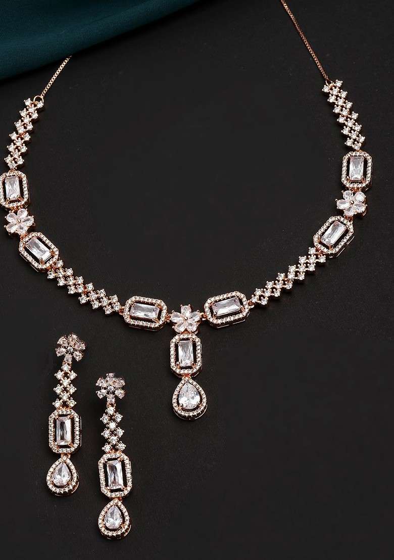Gold Plated Ad Stone Studded Jewellery Set - Indya