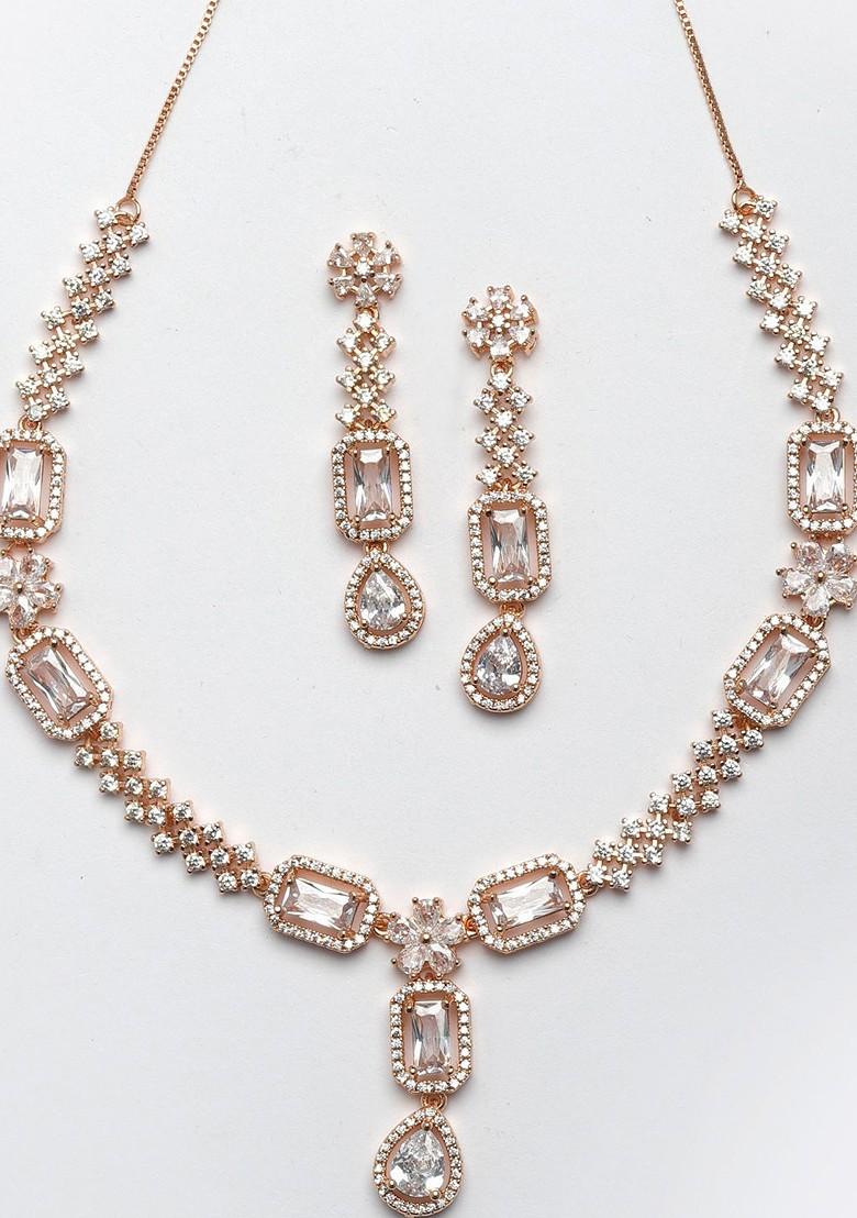 Gold Plated Ad Stone Studded Jewellery Set