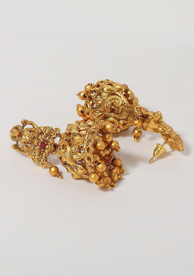 Set Of 2 Gold Plated Stone Studded Necklace And Earrings