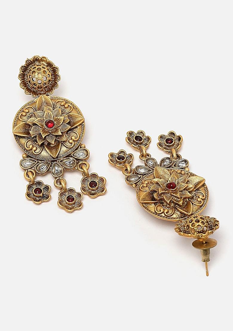 Gold Plated Kundan Studded Temple Choker Jewellery Set