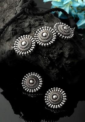 Silver Silver Plated Artificial Beads Jewellery Set