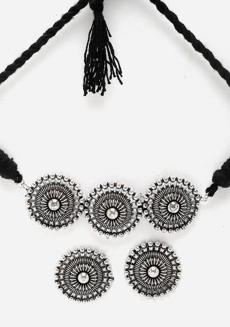 Silver Silver Plated Artificial Beads Jewellery Set