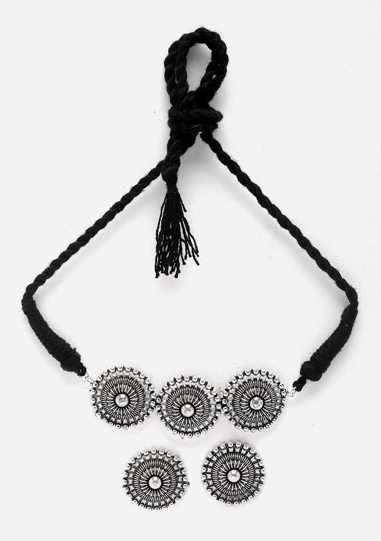 Silver Silver Plated Artificial Beads Jewellery Set