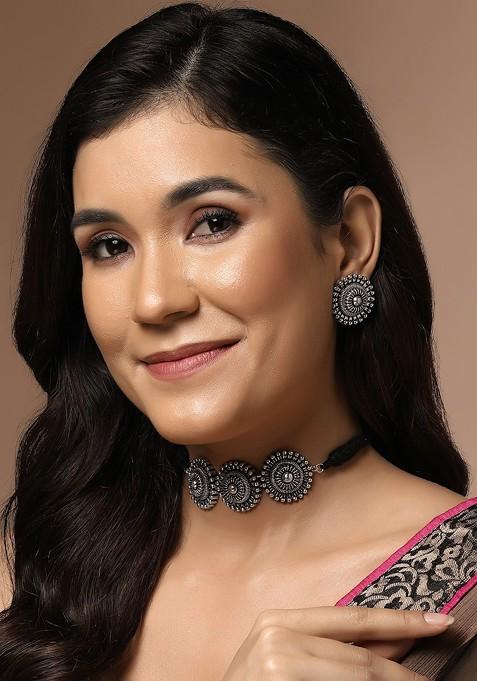 Silver Silver Plated Artificial Beads Jewellery Set