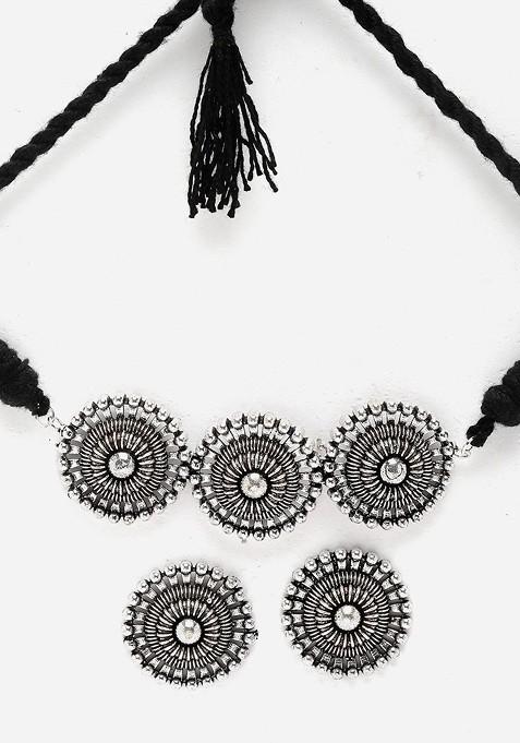 Silver Silver Plated Artificial Beads Jewellery Set