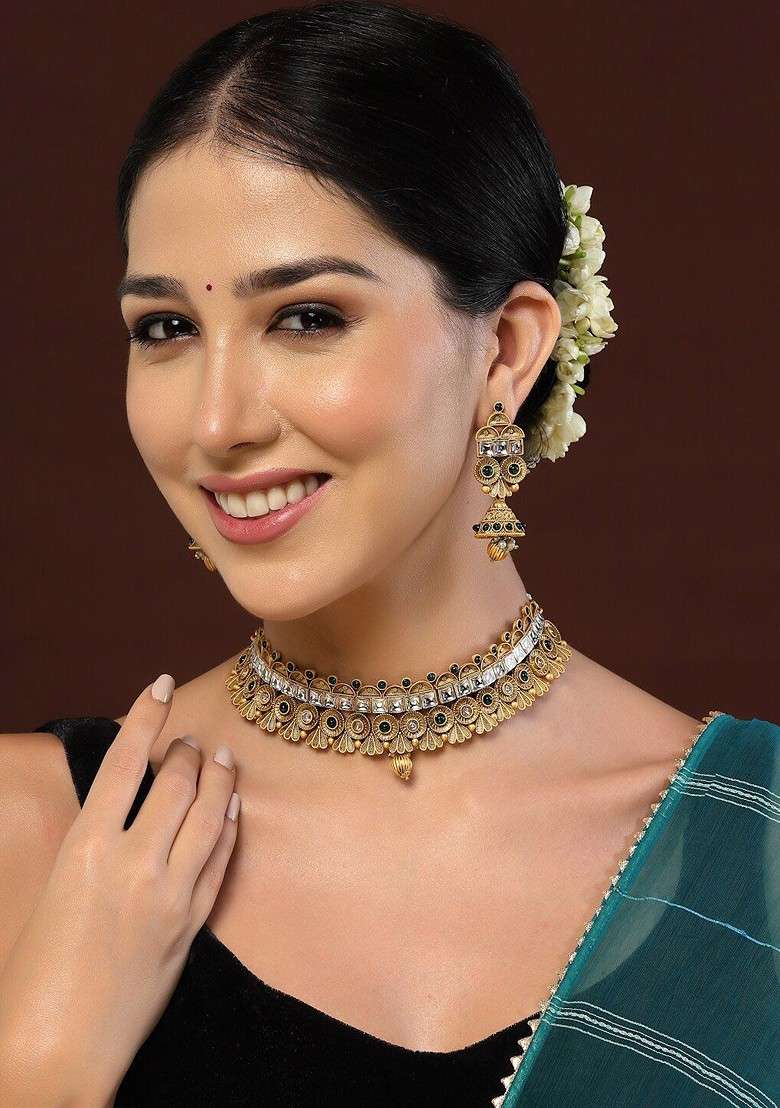Gold Plated Kundan Studded Jewellery Set - Indya