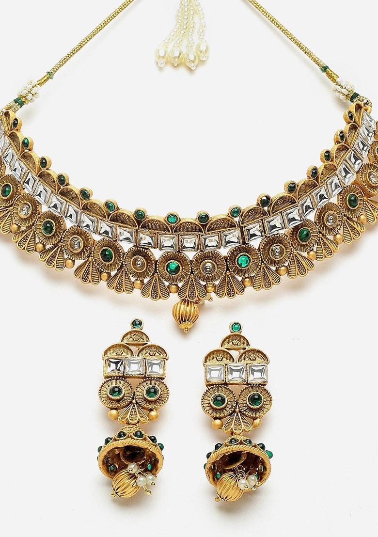 Gold Plated Kundan Studded Jewellery Set