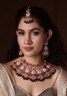 Gold Plated Kundan Stone Studded Jewellery Set