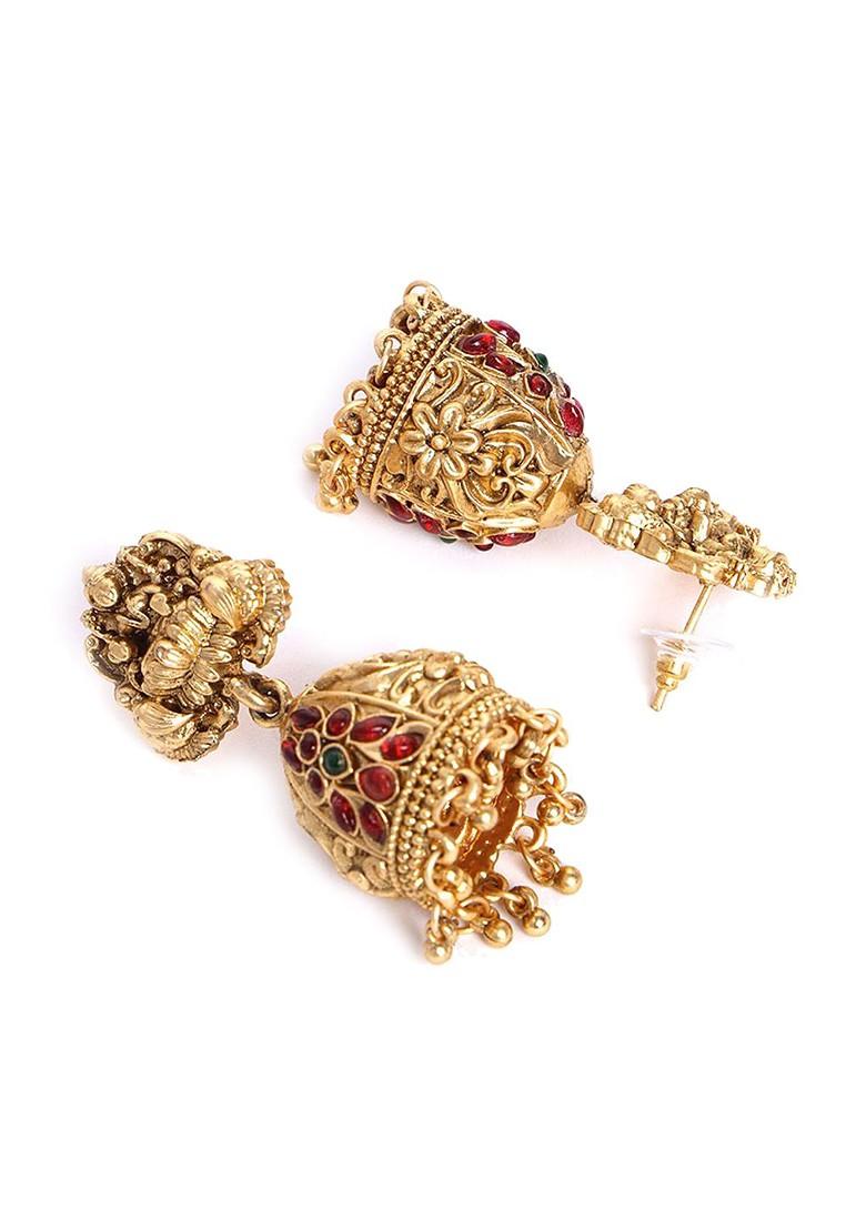 Gold Plated Stone Studded Temple Jewellery Set