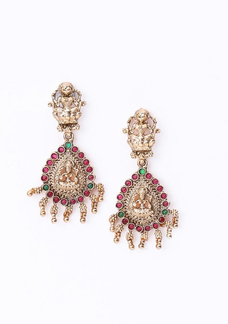 Gold Plated Stones Studded And Beaded Jewellery Set
