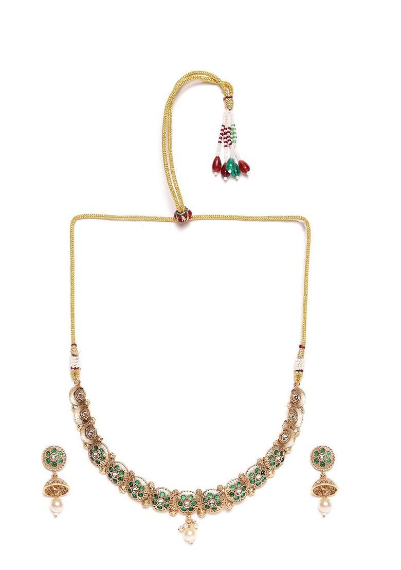 Gold Plated Cubic Zirconia Studded Jewellery Set