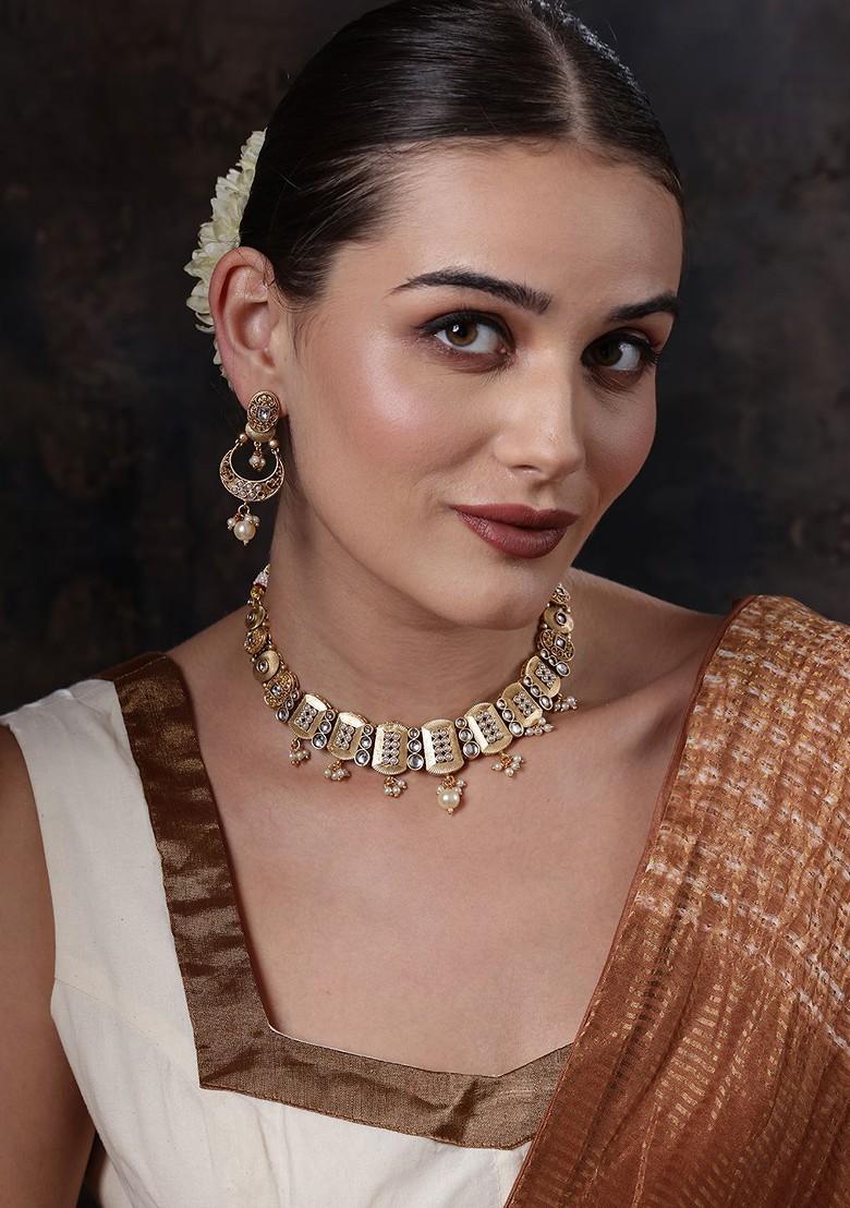 Gold Plated Kundan Studded Jewellery Set