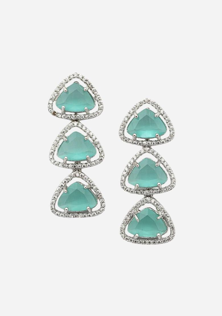 Silver Silver Plated Cubic Zirconia Studded Jewellery Set