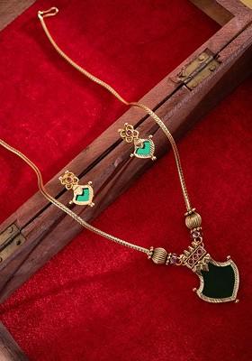 Gold Plated Artificial Stones Studded Jewellery Set