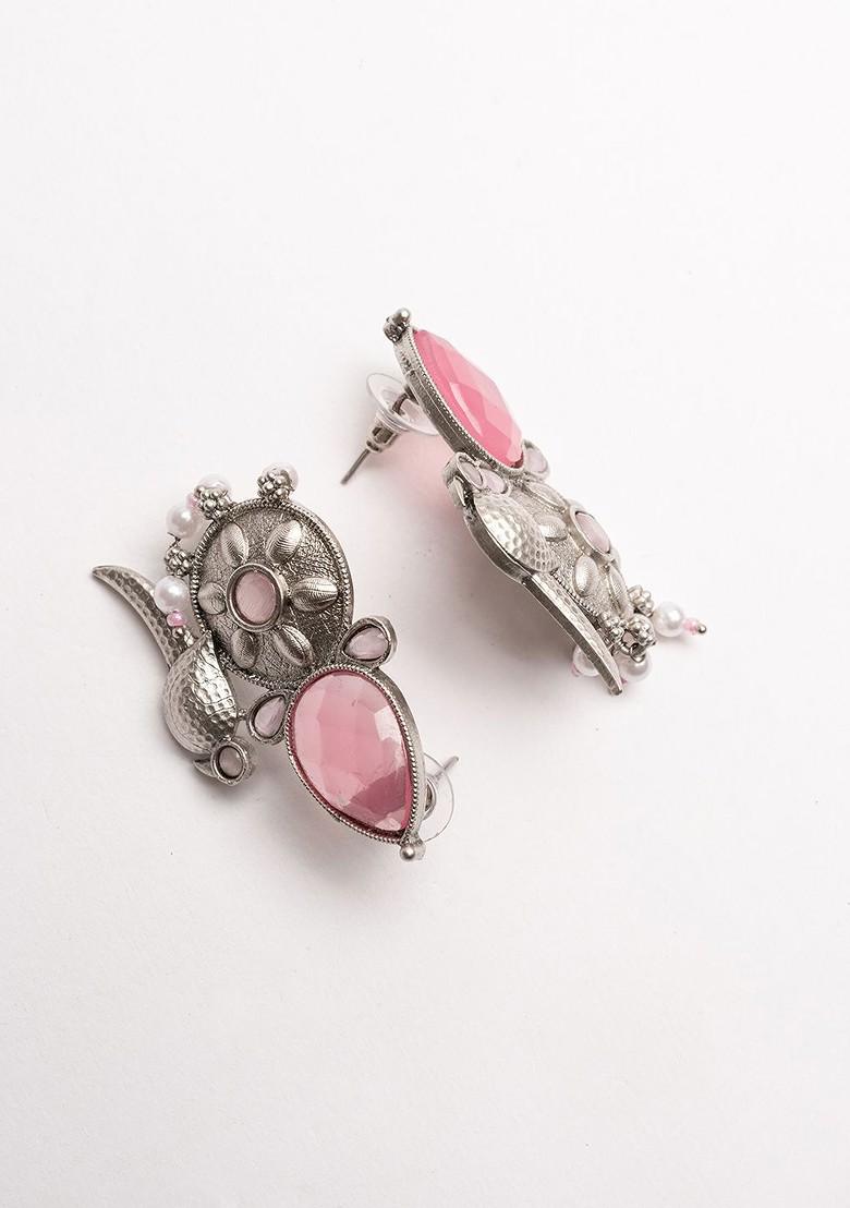Silver Silver Plated Stones Studded Jewellery Set