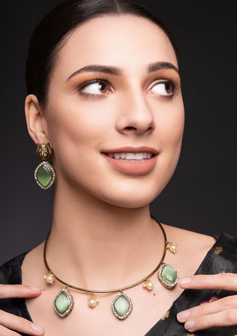 Gold Plated Stones Studded Jewellery Set
