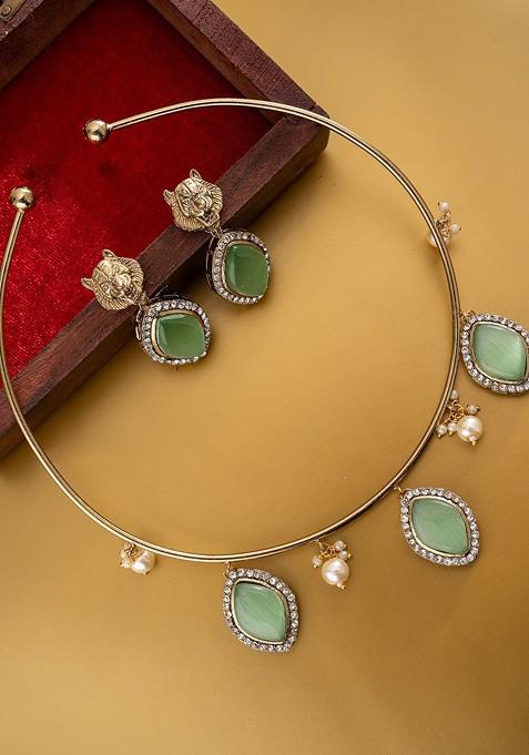 Gold Plated Stones Studded Jewellery Set