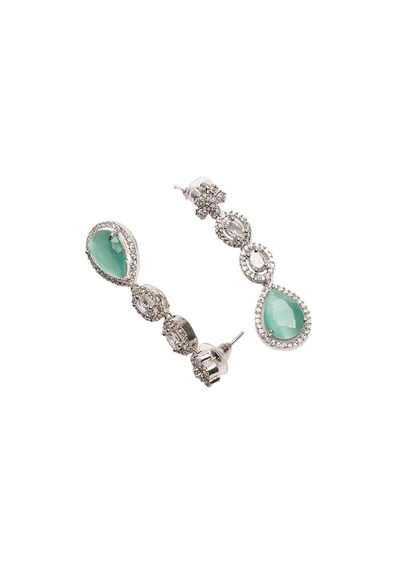 Silver Silver Plated Cubic Zircon Studded Jewellery Set