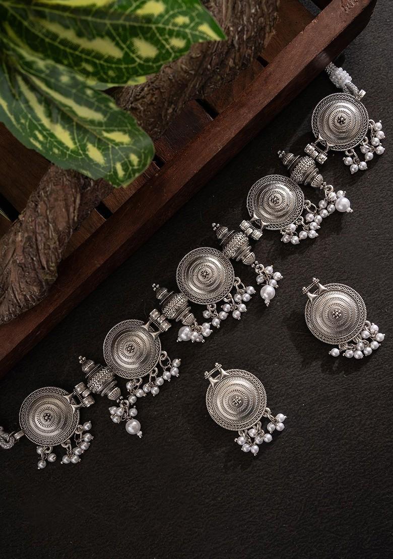 Silver Silver Plated Beaded Jewellery Set